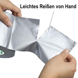 BOMEI PACK Cinta ducto adhesiva plateada, Cinta adhesiva multiusos fácil de rasgar, flexible, no deja residuos, cinta de tela impermeable (100mm x 40y)
