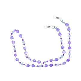 GoOpticians Purple Beaded Heart Women's Traditional Fasten Glasses Cord Necklace Spectacle Chain