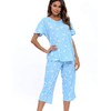 ENJOYNIGHT Women's Cotton Pajamas Set Short Sleeve Top with Capri