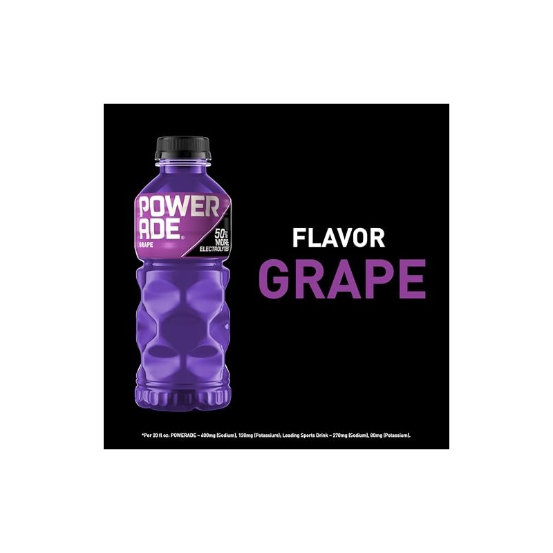 POWERADE Sports Drink Grape, 20 Ounce (Pack of 24)