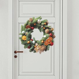 Christmas Wreath and New Year Window Sticker Xmas Wreath Wall Sticker for Christmas Decorations, Window Glass Peel and Stick Removable Vinyl for Xmas Holiday and Party Decor