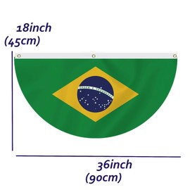 1.5x3 FT Brazil Fan Bunting Flag,18x36 In Brazilian Semi Round 100D Outdoor Banner,Novel Decor for Garden Yard Window Car Boat Balcony with Brass Grommet