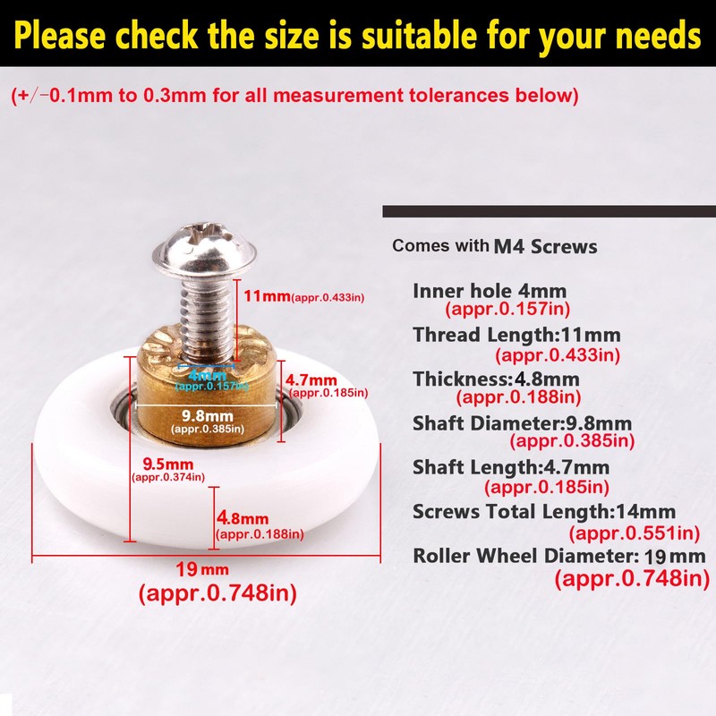 Atoplee 10 pcs Shower Door Rollers Runners Wheels - Replacement