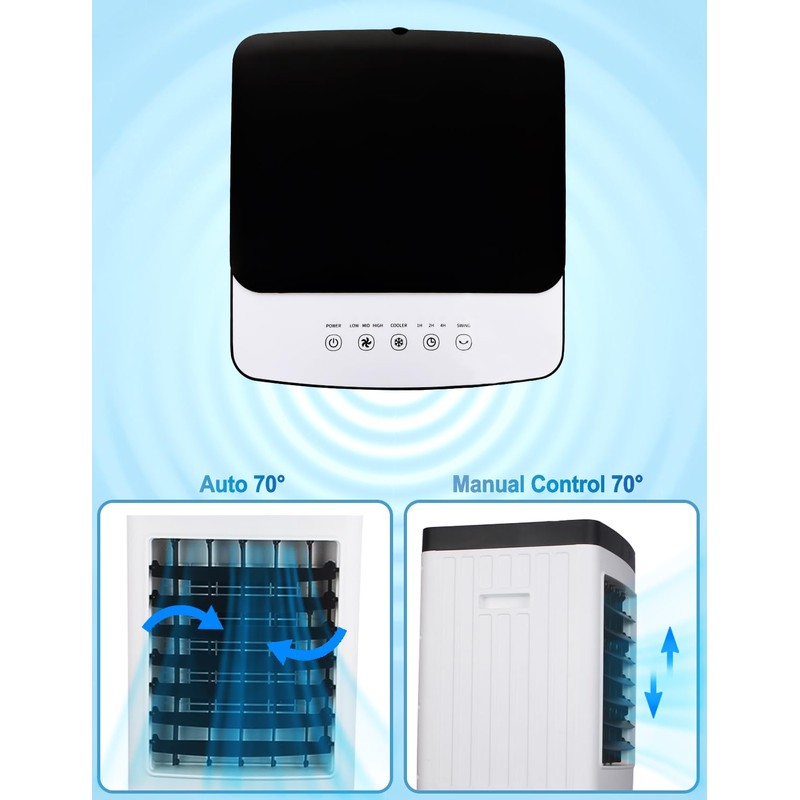 3-IN-1 Evaporative Air Cooler,Portable Air Conditioners with Utral-Quiet,No windows needed