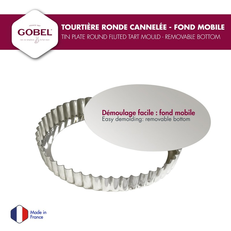 Gobel Round Pastry 126432 Movable Base Tinplate Fluted
