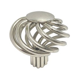 5 Pack Satin Nickel or Brushed Nickel Bird Cage Birdcage Birds Nest Twist 1-5/8" (40mm) Diameter Kitchen Cabinet Pull Knob 1318-40