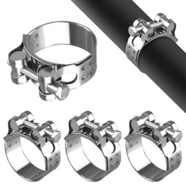 Set of 4 Joint Bolt Clamps Stainless Steel 48-51 mm, Joint Bolt Clamps Metal 22 mm Wide, T-bolt Hose Clamps Clamping Jaw Clamps, Waterproof Exhaust Clamp for Hoses, Pipes, Petrol Hose