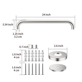 2 Pack 24 Inch Shower Grab Bar, ZUEXT Satin Brushed Nickel Stainless Steel Bathroom Grab Bar, Shower Balance Bar,Safety Hand Rail Support,Handicap Elderly Senior Assist Bath Handle(1.25" Diameter)