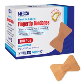 Flexible Fabric Finger Bandages - 100 Count Box of Flex Fabric Adhesive Bandages Cuts, Scrapes, Care and to Protect Wounds