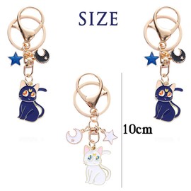 HGSHUO Cat Key Fob Moon Key Ring Party Bag Children's Birthday Party Gifts Key Chain Children's Key Ring Cat Pack of 4