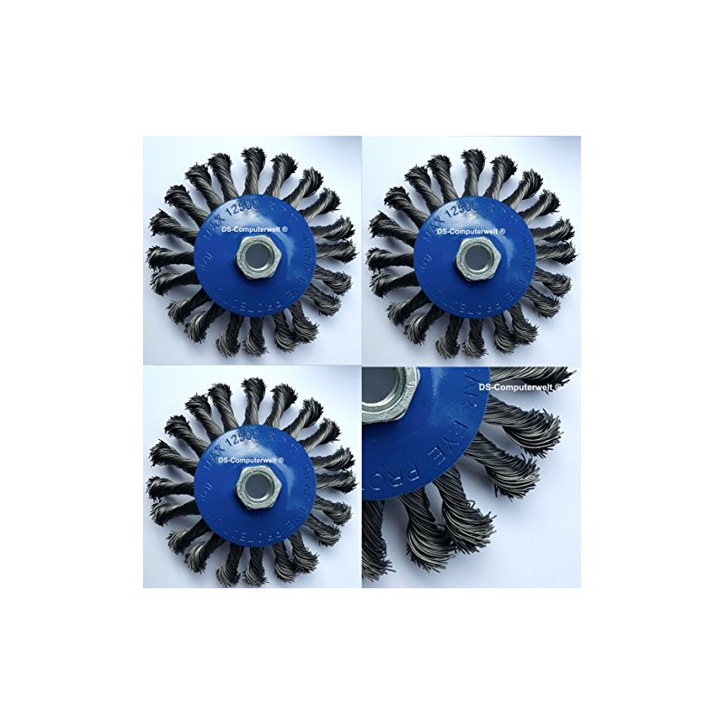 3 Tapered Brushes Diameter 115 mm M14 x 2 Wire