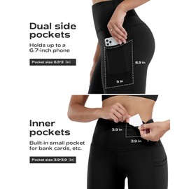 CHRLEISURE Leggings with Pockets for Women, High Waisted Tummy Control Workout Yoga Pants(5 Packs Black,Gray,Pink,Blue,Green, L)