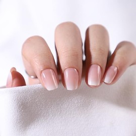 24pcs French Tip False Nails Short Stick on Nails Square Press on Nails MQ-XNPH1731-Gradient nude