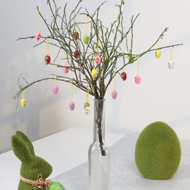 com-four Decorative Easter Eggs for Hanging, Made of Wood in Great Colours, Beautiful Patterns