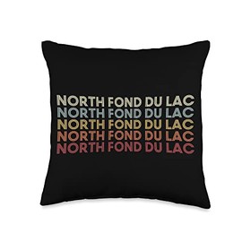North Fond Du Lac Wisconsin North Fond Du Lac WI Retro Throw Pillow, 16x16, Multicolor