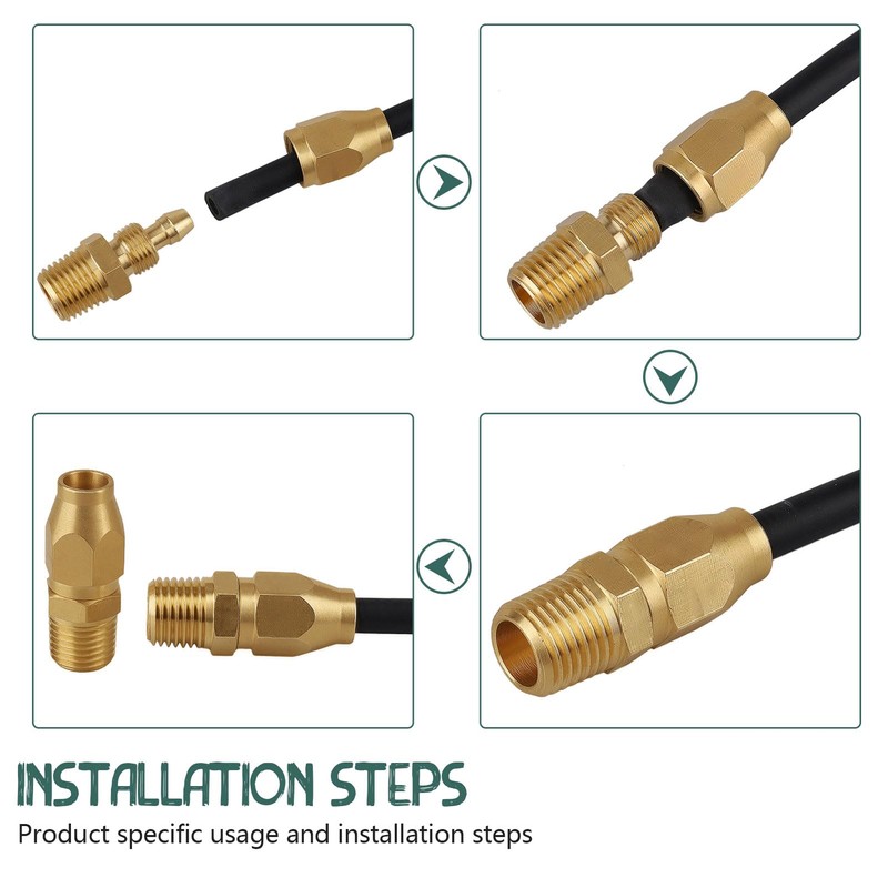 Xastro 4PCS Air Hose Repair Fitting, Brass Pneumatic Fitting For