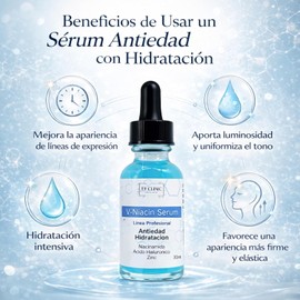 V-Niacin Serum con Niacinamida, Ácido Hialurónico y Zinc 30 ml Sérum Facial Antiedad e Hidratante Mejora la Apariencia del Tono y Poros Uso Profesional y Diario