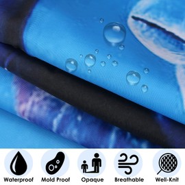 WOWTOY Shower Curtain 3D Digital Printing Home Garden Waterproof Shower Curtain Liner, Quick-Dry Washable Shower Curtain for Shower Stall, Bathroom with 12 Hooks (180 x 200cm, Ocean 03)