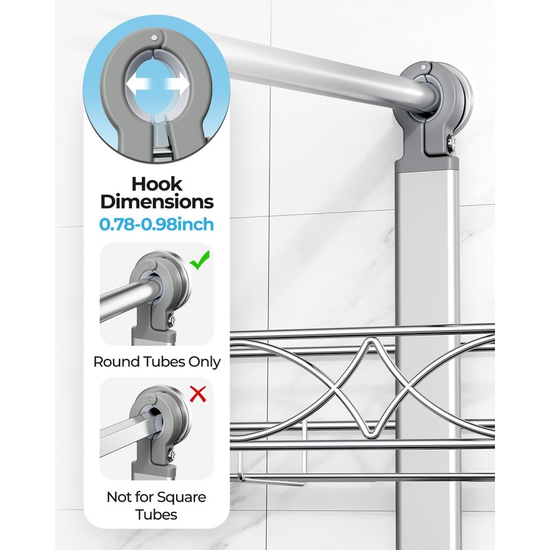 ODesign 2 Tier Stainless Steel Anodized Aluminum,Height-Adjustable Rustproof Shower Caddy