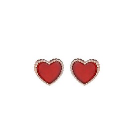 Cute Small Stud Earrings for Women Sensitive Ear Dainty Cute Full Hearts Love Studs Hypoallergenic Fashion Jewelry for Birthday (Red, One size)