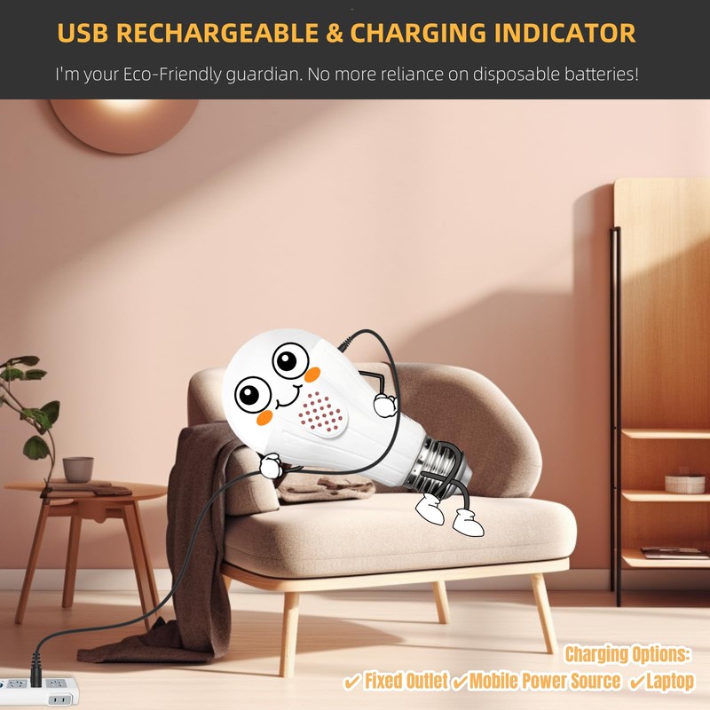Neporal MagicGlow USB Rechargeable Light Bulbs, 3-Color Shift + 10%-100%