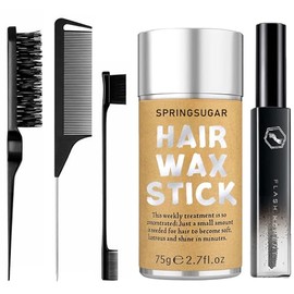 5 piezas de cera para el cabello en barra para cabello suelto, control de bordes lisos, herramientas de peinado que incluyen acabado, peine y gel para cabello suelto para mujeres