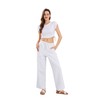 CHARTOU Women's Summer Drawstring Waist Wide Leg Loose Cotton Linen