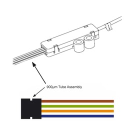 5er Link Technology 12 strand Fiber Optic Buffer Tube Fan-Out Kit 25" long. Field installable fanout solutions for transitioning 250μm fibers to 900um for direct connector termination (12 Strand)