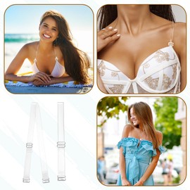 Invisible Bra Straps, 4 Pairs Clear Bra Straps Adjustable Transparent Bra Straps 12 Mm Thin Tpu Straps Dance Bra Clear Straps Non-slip Shoulder Straps Replacement for Women Girls Strapless Bras