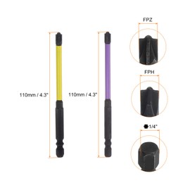HARFINGTON 6pcs Phillips Slotted Head Screwdriver Bits FPH1 FPH2 FPH3 FPZ1 FPZ2 FPZ3 4.3" Length 1/4" Hex Shank S2 Steel Magnetic Flat Cross Head Electrician Bit