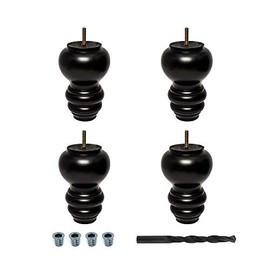 6 in. H x 4 in. Dia Stained Cherry Solid Hardwood Bun Foot Leg | Pack of 4