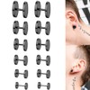 Black Round Stud Earrings Set Stainless Steel Ear Studs for