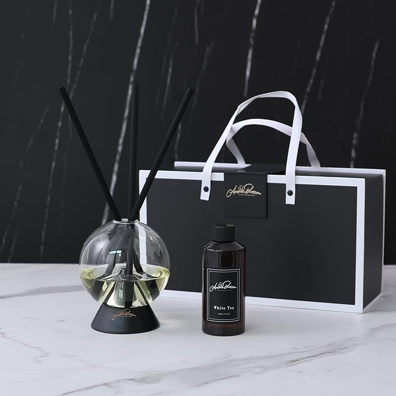 AROMA BLOSSOM Luxury Reed Diffuser, Onyx Collection-Black 200ML Capacity