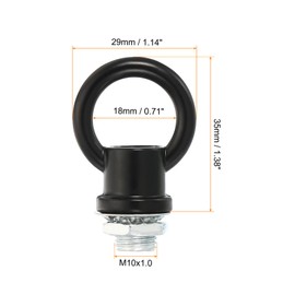 PATIKIL 15kg Load 18mm ID M10 Lamp Female Loop Holder, 3 Set Lifting Eye Nut Hook Ring Shape Structural Support to Chandelier Lighting Fixtures, Black