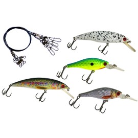 PetrisCatch Minnow Pike Wobbler Set of 4 + 4 Steel Leaders, 2 x 10 cm + 2 x 6 cm, Owner Triplets