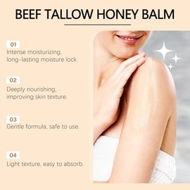 Grass-Fed Whipped Beef Tallow & Honey Balm for Skin, Nourishing Face & Body Moisturizer, Natural Organic Cream to Soothe Dry, Sensitive Skin & Support Skin Barrier, 4.23 oz