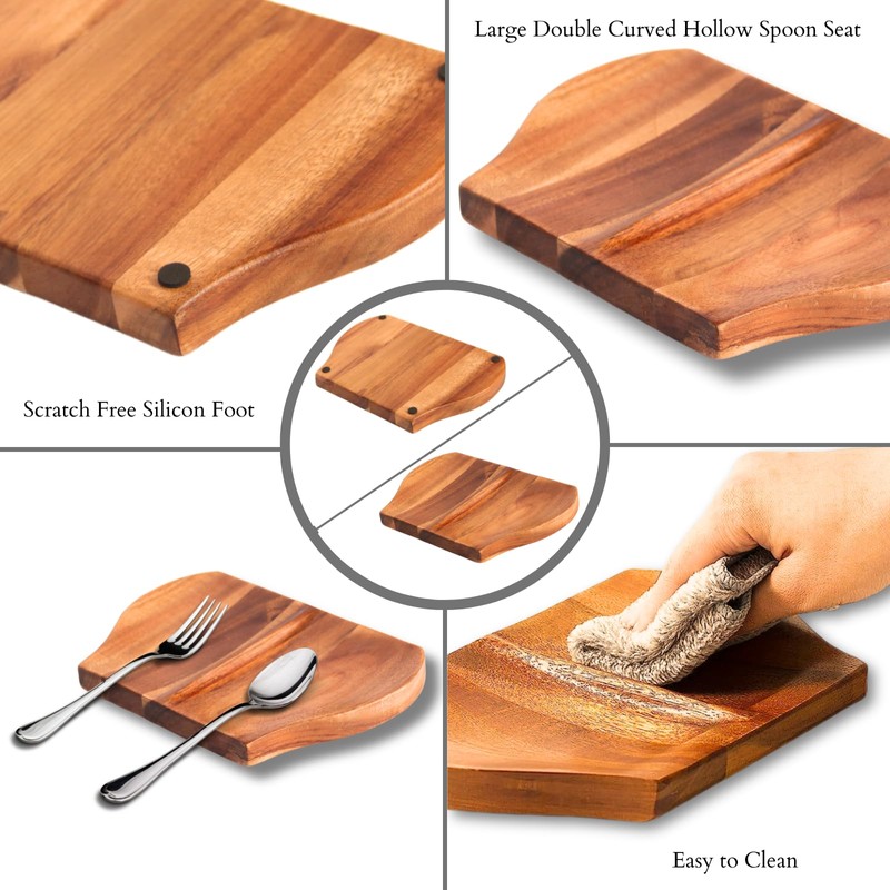 Spoon Rest For Stove Top with Non Slip Silicone Feet