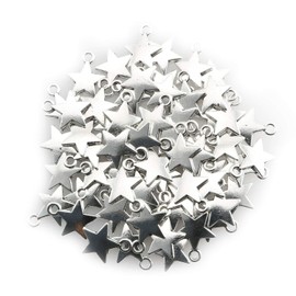 JCBIZ 60 piezas de colgante de estrella de cinco puntas para hacer joyas y manualidades, plata