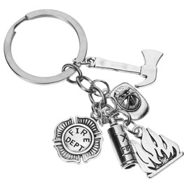 Holibanna Keyring Key Holder Fireman Key Ring Fire Brigade Backpack Charm Pendant Stainless Steel Key Chain Bag Pendant Fire Brigade Keyring, as shown