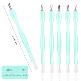 heemeei 50Pcs Nail Cuticle Trimmer Rubber Nail Cleaner, Plastic Handle Cuticle Knife, Double End Nail Dead Skin Fork Cuticle Pusher Bulk Nail Art Cuticle Remover Tools for Girls Women and Men-Green…