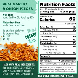 MaeMai Crispy Onion Garlic Flakes (MILD) Value Pack – Light Heat Crunchy Fried Onion & Garlic, Ramen Rice & Salad Topping, Gluten Free, Vegan, 9.51 oz (270g) – 3 Pack