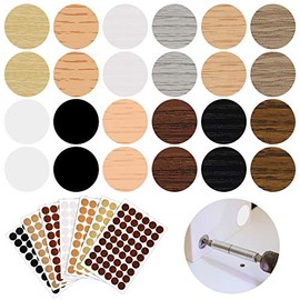 648 Pieces Adhesive Screw Stickers Screw Hole Covers Hole Stickers PVC Cover Caps 12 Colors Waterproof Wood Textured Cover for Wall Cabinets Desk Screws Furniture Repairing (Chic Style)