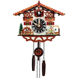 JOONIEHOUSE Traditional Black Forest Cuckoo Clock Wood Wall Clock - Natural Bird Voice Or Cuckoo Call, Coo Coo Clock for Wall Art Home Living Room Kitchen Office Decoration (Reindeer) (Reindeer)
