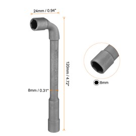 HARFINGTON L Shaped Angled Hex Socket Wrench 8mm CR-V Double Ended Metric 6 Point Tubular Socket Spanner for General Repairing, Pipeline, Bicycle Car Maintenance