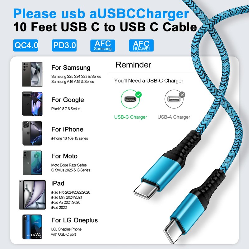 ABCPOW USB C iPhone 16 Charger Cable Fast iPhone 16