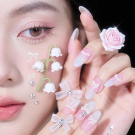 Bow Nail Art Silicone Mold, 3D Mix Bows Nails Design Nail Art Molds DIY Bow Charms for Nails Molds Carving Bowknot Template DIY Decorative Silicone Mold for Women Charms Decorations