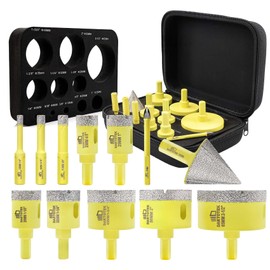 Diamond Core Drill Bits Set 12PCS - DARTOTEK Tile Hole Saw Kit (6/8/10/20/25/28/32/45/50/65mm/1-3/8/6mm for Porcelain, Ceramic Tile, Granite, Marble, Masonry