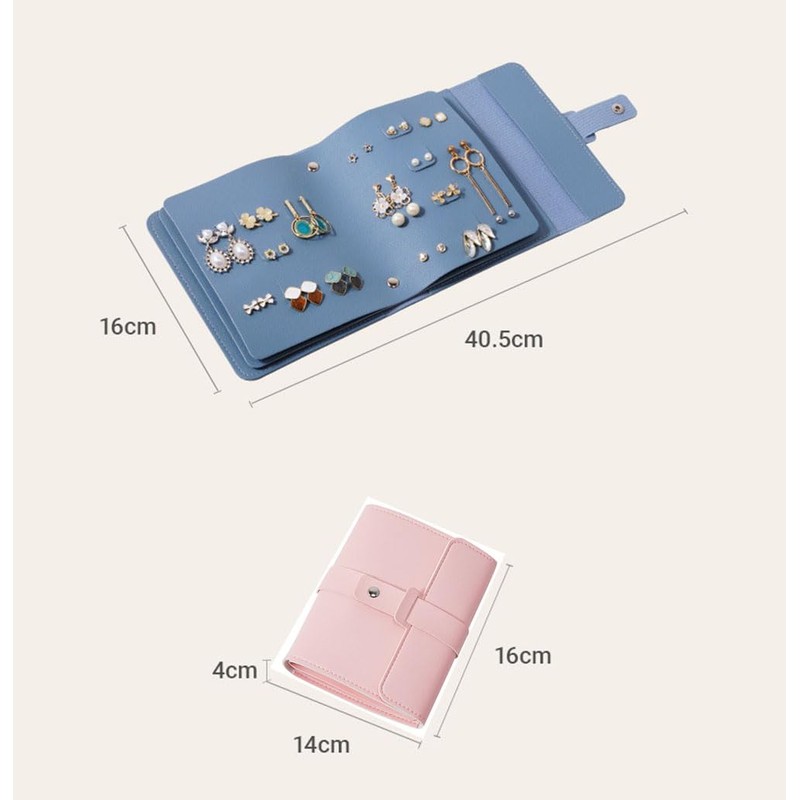 Bombinate Earrings, Storage, Portable, Fashionable, Leather Material, Foldable, (Pink)