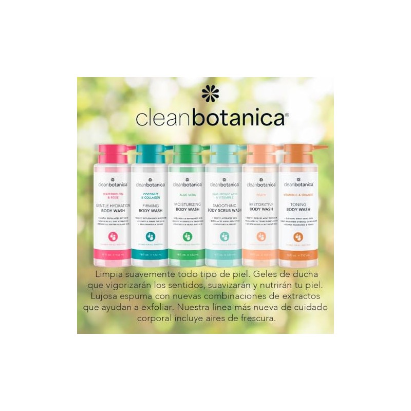 CLEAN BOTÁNICA, Gel de Baño con Extracto de Durazno, Exfoliante