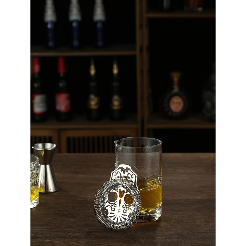 Stainless Steel Cocktail Strainer Hawthorne Strainer with Skull Design (Stainless